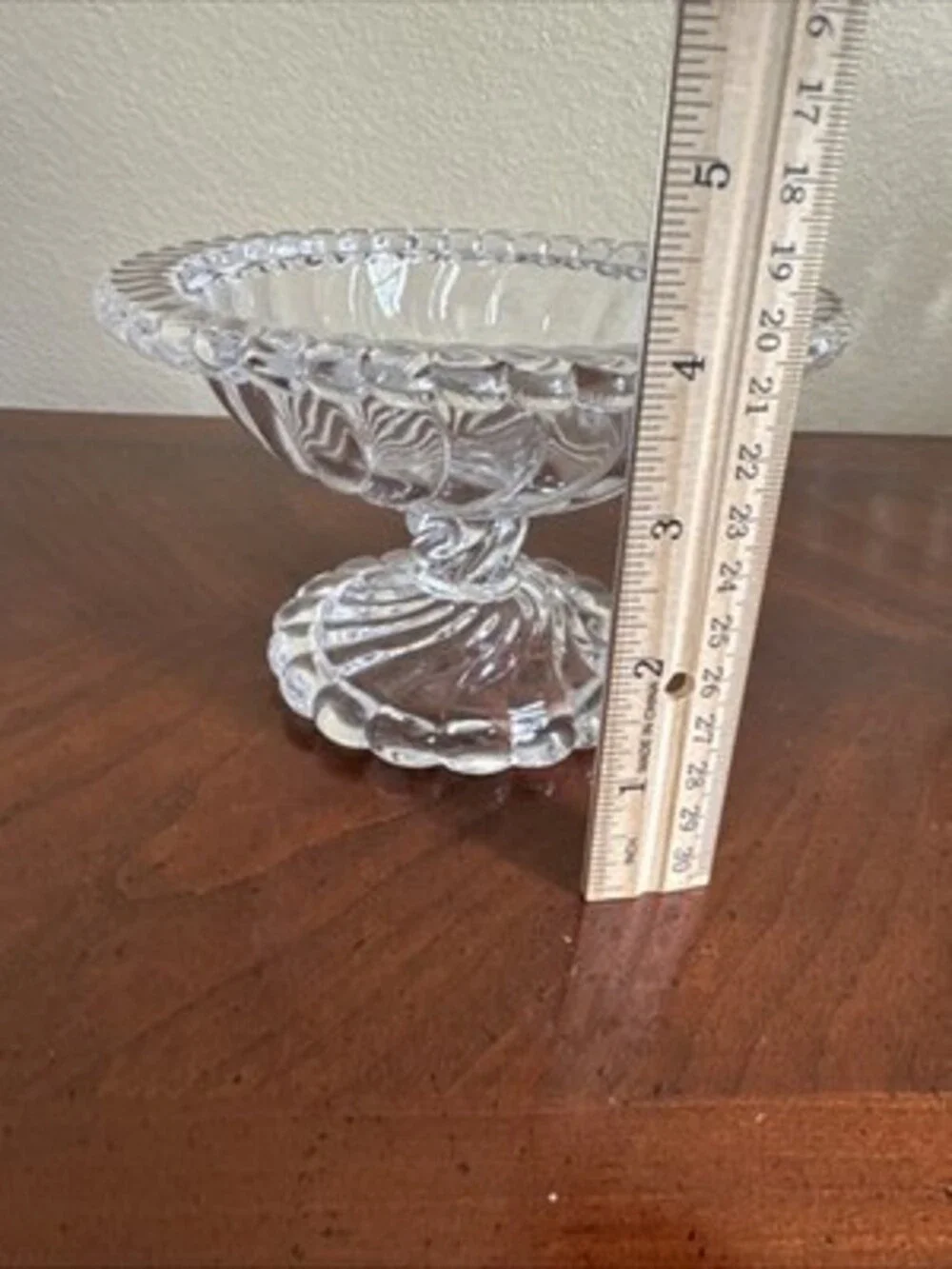 Vintage FOSTORIA Colony Compote Clear Glass Pedestal Candy Dish Swirl Bowl
